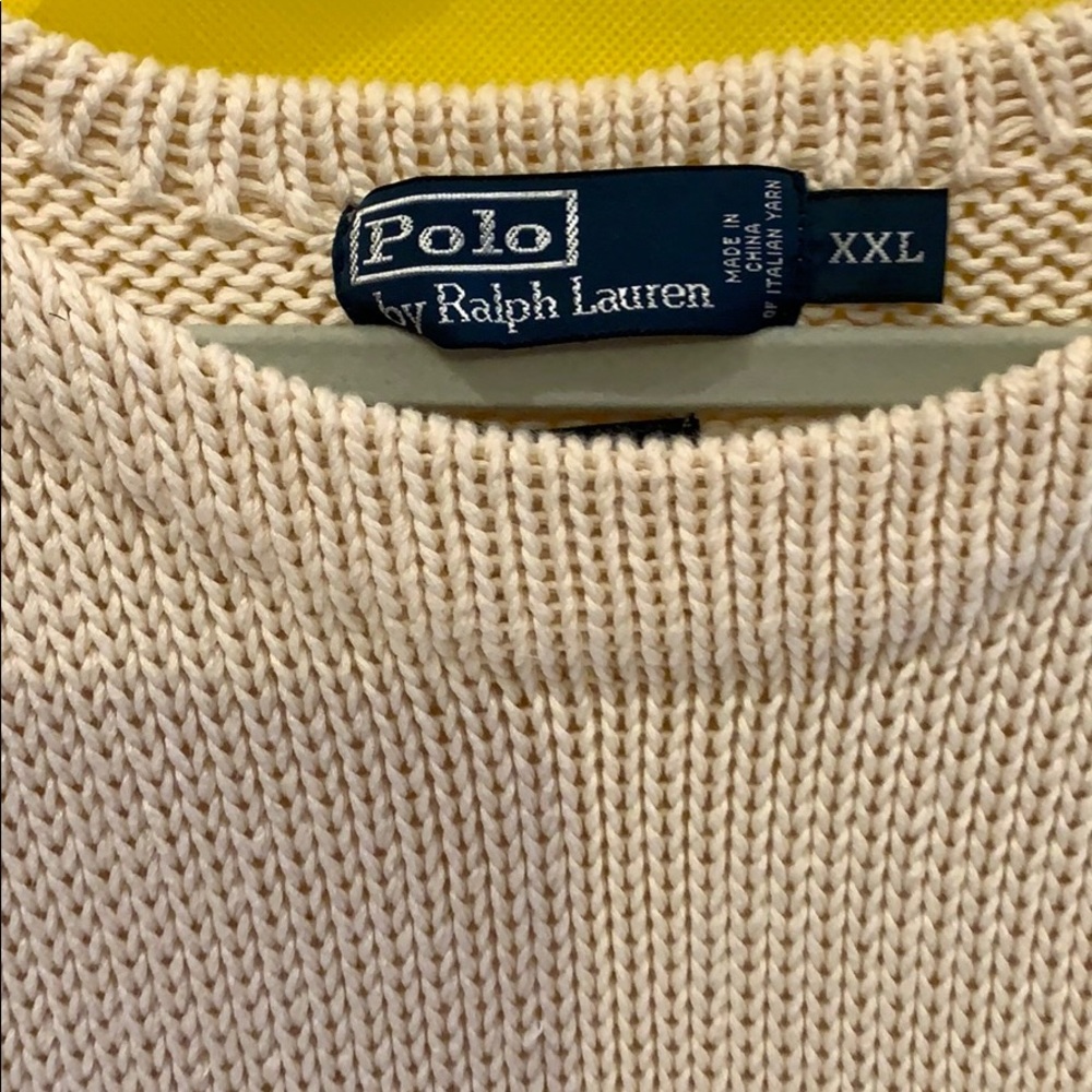 Men’s Cream Polo Sweater 100% cotton 2xl.